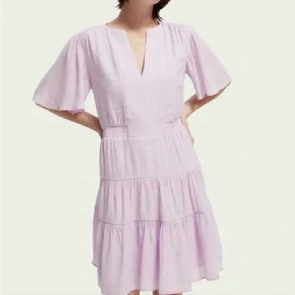 Scotch & Soda Purple Ruffled Puff Sleeve Mini Dress - Picture 2 of 5